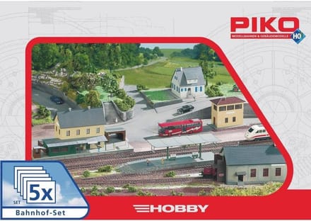 Station Set - Modelbouw Station - Modelspoor Aanleg - Vijf Delige Set - 36.6 x 25.2 cm