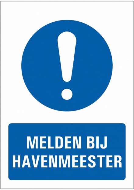 Melden bij havenmeester bord, kunststof 148 x 210 mm