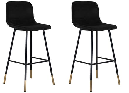 Bronx71® Velvet barkruk Mikky zwart 68 - 79 cm - Barkrukken set van 2 - barstoel