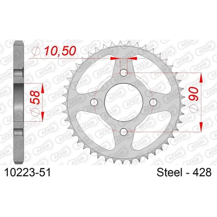 Stalen tandwiel Afam 428 51 dents