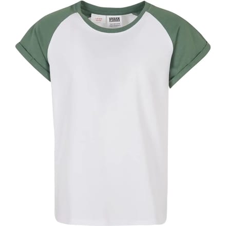 Urban Classics - Contrast Raglan Kinder T-shirt - Kids 122/128 - Wit/Groen