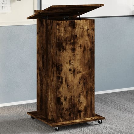 vidaXL - Lessenaar - met - wielen - en - lade - 55x55x107 - cm - hout - gerookt - eiken