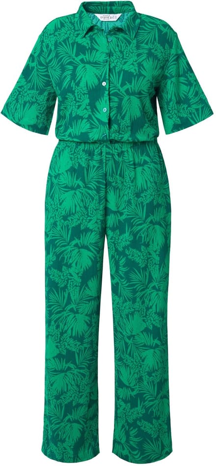 Studio Untold - Dames - Jumpsuit loose fit bladprint - Groen - Maat 54+