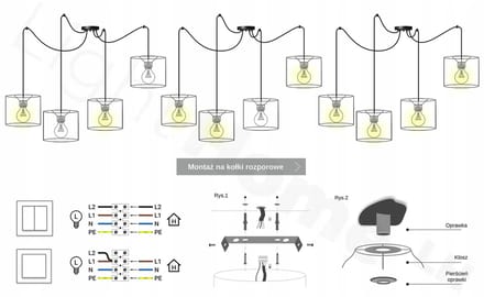 Light-Home Spider Lollipop - Kinderlamp - Hanglamp - Verstelbare Hoogte - 4 Lichtbronnen - Mix & Match Kappen
