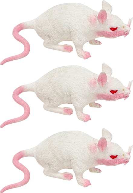 Chaks Stretchy nep rat 17 x 14 cm - 3x - wit - Horror/griezel thema decoratie