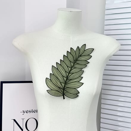 1 stuks Groen Gaas Verse Kant Blad Applicaties Kleding Decoratie Accessoires gray