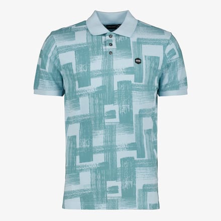 Unsigned heren polo met grafische print blauw - Maat M