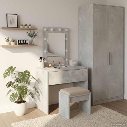 Kaptafel - Make-up tafel - Slaapkamer inrichten - Mat frame afwerking - 60 x 40 x 70 cm - Grijs