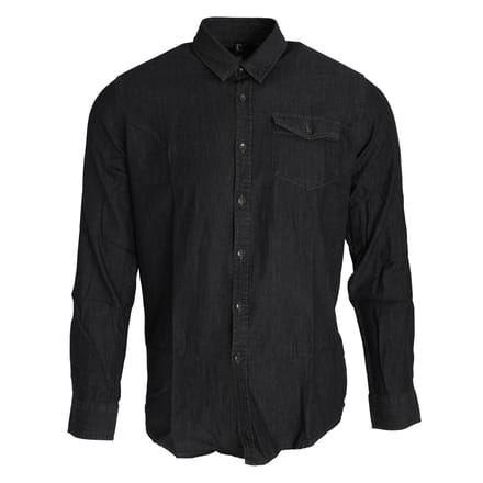 Premier Heren Jeanssteek Lange Mouw Denim Shirt (Zwarte denim)