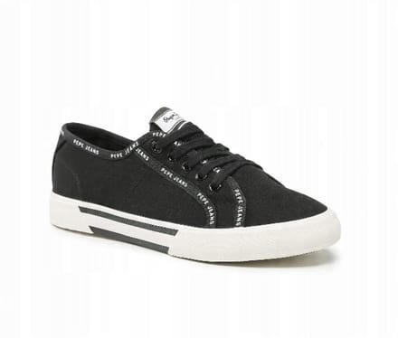 Pepe Jeans Brady Rib - Lage Sneakers - Zwart - Textiel - Maat 36