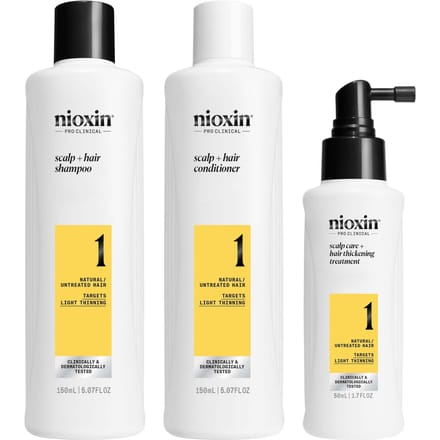 NIOXIN Scalp and Hair Thickening System 1 for Natural Hair with Light Thinning Trial Kit