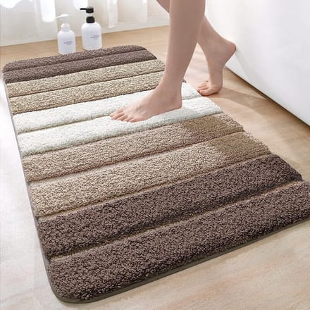 Badmat, 60 x 90 cm, antislip, super absorberend water, machinewasbaar, microvezel absorberende badkamervloermat, beige
