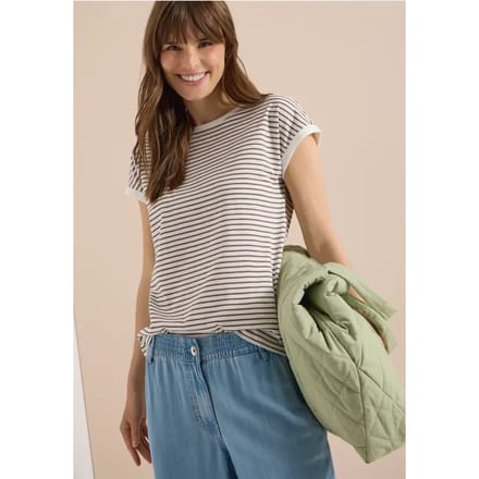 Shirt met boothals en strepen