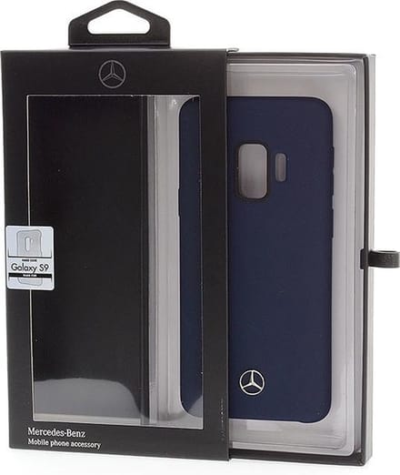 Blauw hoesje van Mercedes-Benz - Backcover - Soft Touch - Leer - Galaxy S9 - Silicone rand