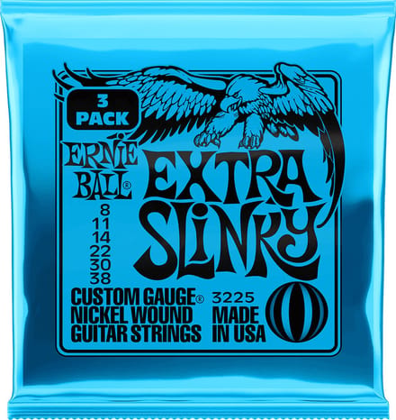Ernie Ball 3225 Extra Light elektrische gitaarsnaren 3-pack (008-038)