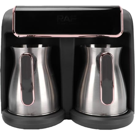 Turkse Koffiemachine Hittebestendig Dubbele Pot Elektrische Koffiezetapparaat Melkopschuimer voor Thuis en Kantoor L gray