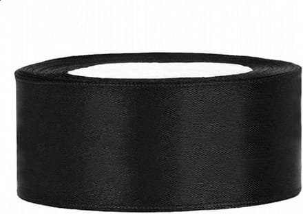 Hobbygroep satijnlint zwart 25 mm 25 m luxe knutselband.