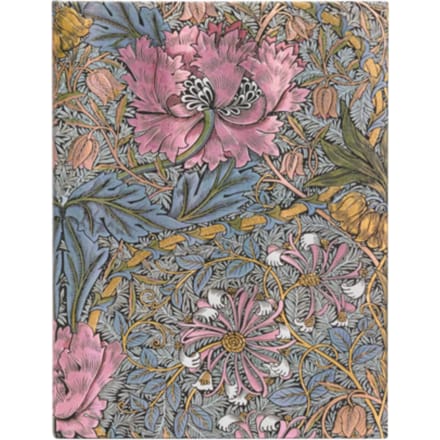 Paperblanks cahier, william morris : pink honeysuckle, formaat midi, gelinieerd