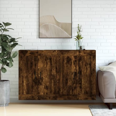 vidaXL - Hangkasten - 2 - st - bewerkt - hout - gerookt - eikenkleurig