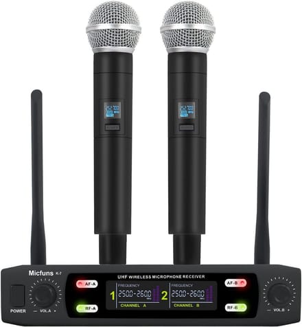 Draadloos Professioneel Tweekanaals Microfoonsysteem VHF 100m Bereik voor Feest en Presentatie