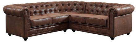 Vente-unique Hoekbank CHESTERFIELD van microvezel met verouderde look