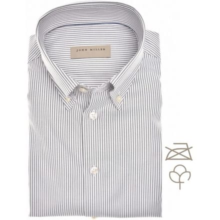 John Miller Overhemd Fine Striped Button-Down Cotton Non-Iron Donker Bruin / male