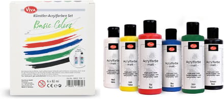Acrylfarben-Set, Basic Colors 6x82ml.