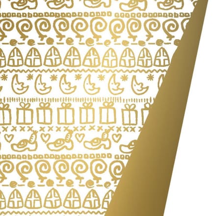 Inpakpapier Sinterklaas Dubbelzijdig Goud- Breedte 50 cm - 125m lang