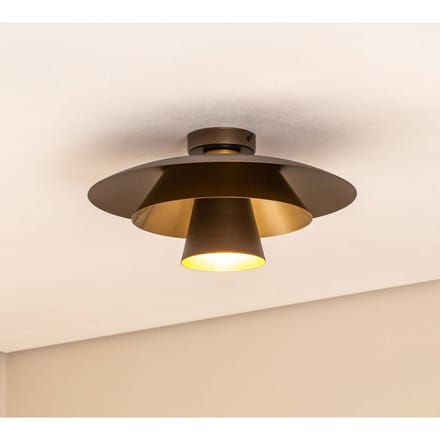 Luminex Plafondlamp Plato, titanium/goudkleurig, metaal, Ø 38 cm, E27