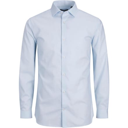 Jack & Jones blauwe heren overhemd   Punt kraag   Slim Fit   Geen zakken   Gemeleerd patroon   Knoopsluiting   Duurzaam   Lange mouw Blauw XXL