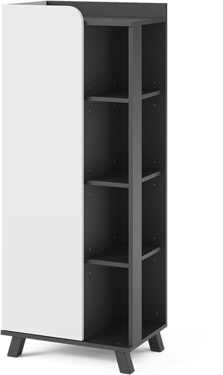 Vicco Karen Midikast – 50 x 128 cm met deur en open vakken Antraciet/wit