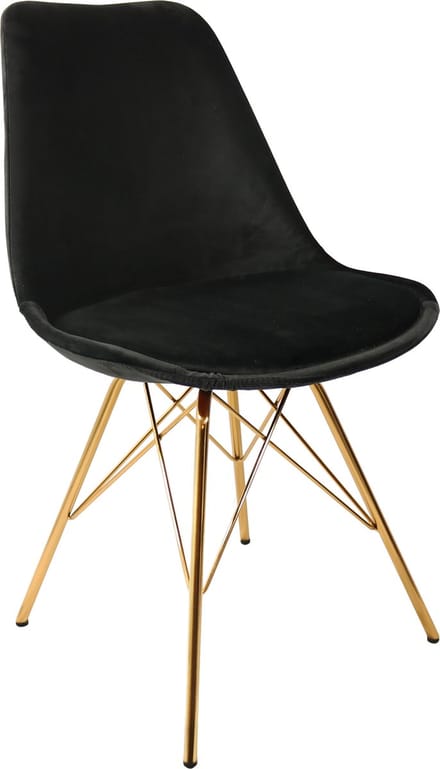 KICK® VELVET Kuipstoel Zwart – Eetkamerstoel – Velvet – Goud Frame