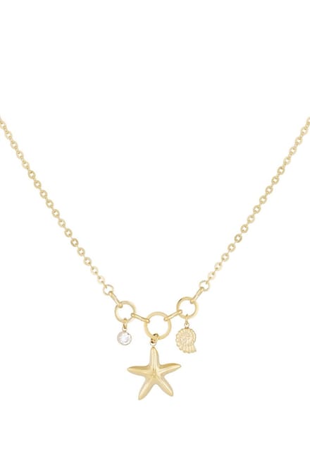Ketting - Goud - Schelp - Zeester - Verstelbaar - Zomer - Stainless steel sieraden