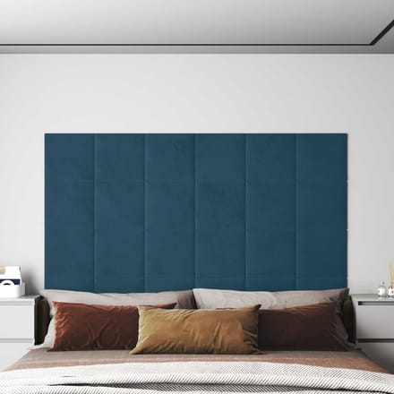 vidaXL - Wand - Hoofdbord - 12 - st - Blauw - Fluweel
