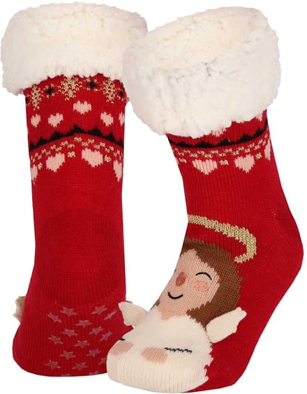 Apollo - Home Socks - Huissokken - Kerstsokken - Dames - Kerstengel - 3D - One Size