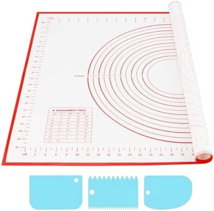 PromoHome Siliconen Deegrolmat - Extra Groot Formaat met Meetmarkeringen en 3 Gratis Deegschrapers