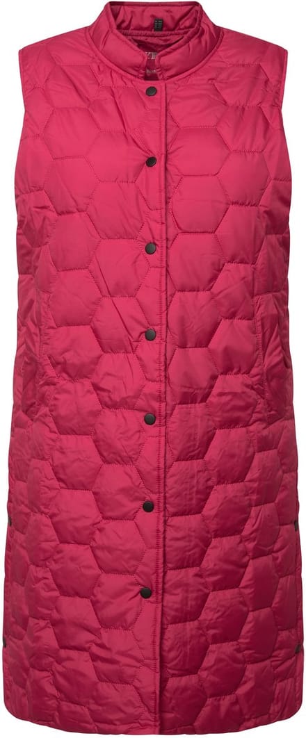 Ulla Popken - Dames - HYPRAR doorgestikte bodywarmer zijwaartse drukknopen - Salsa - Maat 46+