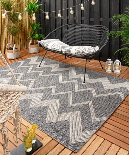 Balkonkleed zigzag - Sunny donkerblauw 66x230