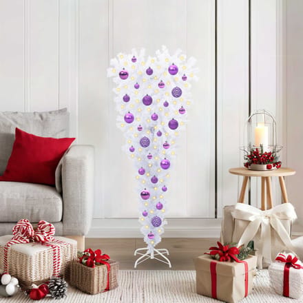 vidaXL - Kunstkerstboom - met - 150 - LED - Wit - 120 - cm - PVC - en - Staal