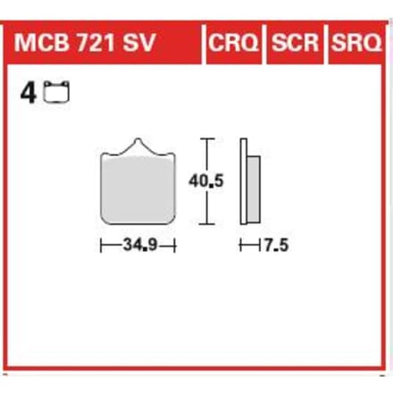 Bremsbelagsatz, ohne Straßenzulassung TRW MOTO MCB721SCR