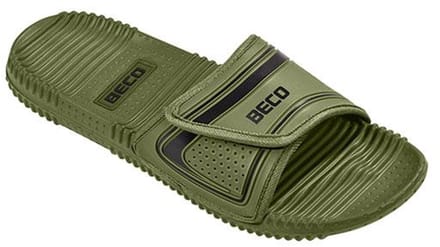 BECO badslippers - unisex - klittenband - olijfgroen/zwart - maat 37