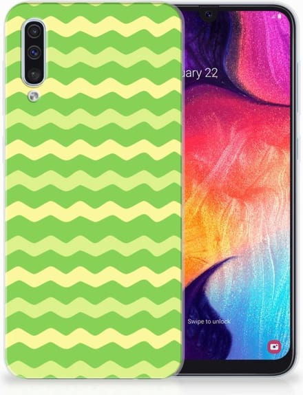 TPU Hoesje voor Samsung Galaxy A50 TPU bumper Waves Green