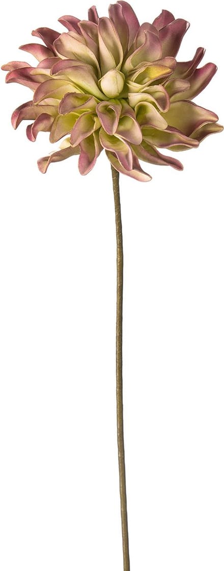 Decoratie kunstbloem dahlia - violet groen - 80 cm hoog