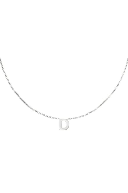 Edelstalen ketting initiaal D Zilver Stainless Steel