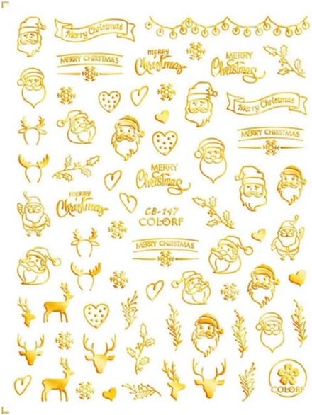 Kerst Nagelstickers - Kerstmis Nagel Versiering - Sneeuwpop goud - 1 Vel
