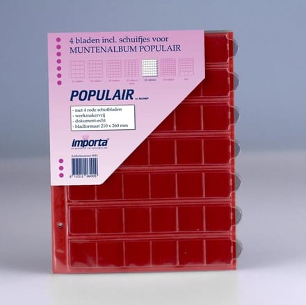 Importa populair muntbladen 4 stuks 42 vaks rode schutbladen