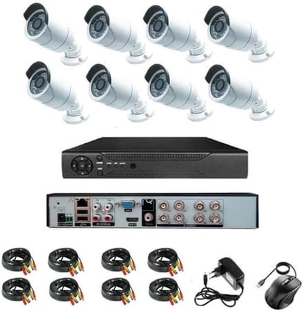 Videobewakingsset AHD - Full HD Systeem - Huis Beveiligen - 8 Camera's - 2 MP - Wit