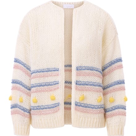 Rich & Royal Multicoloured Stripe Cardigan With Pompoms Pearl White Taglia: S | Giacche Outlet | Donna | Bianco