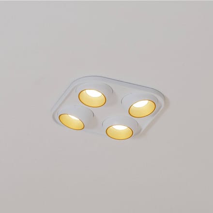 Bega LED inbouwspot Studio Line, wit/messing, 4-lamps.