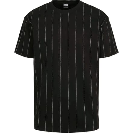 Urban Classics - Oversized Pinstripe Heren T-shirt - L - Zwart